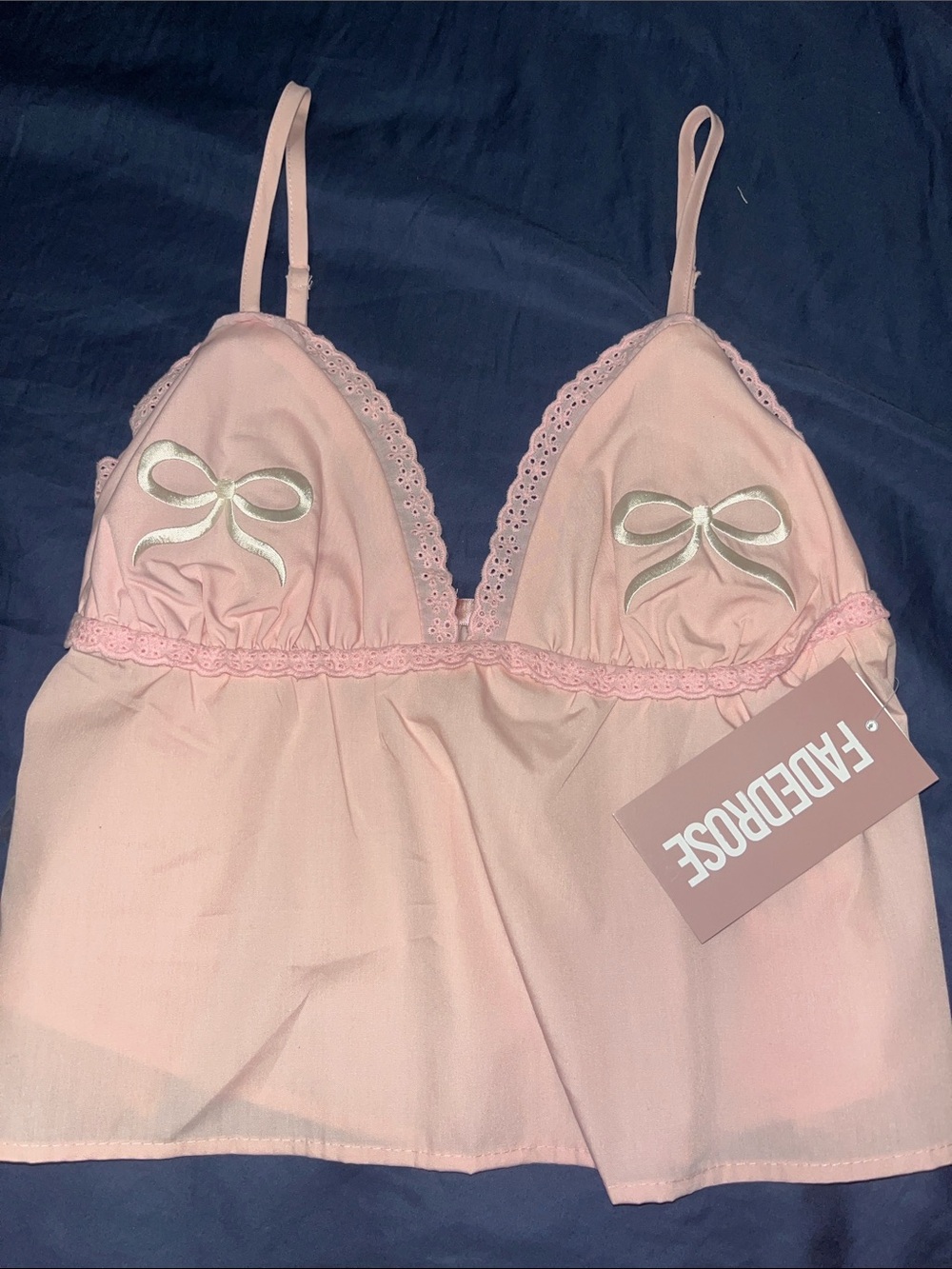 FADEDROSE Soft Pink Lace-Trim Bow Camisole